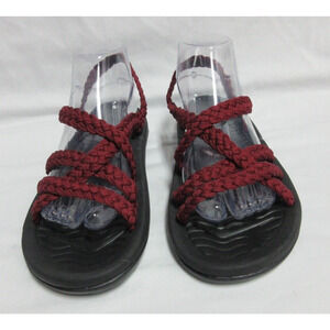 MEGNYA BRAIDED WALKING SANDALS MAROON WOMENS 10